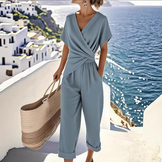 Anne - Modieus Effen Pak - Blauw