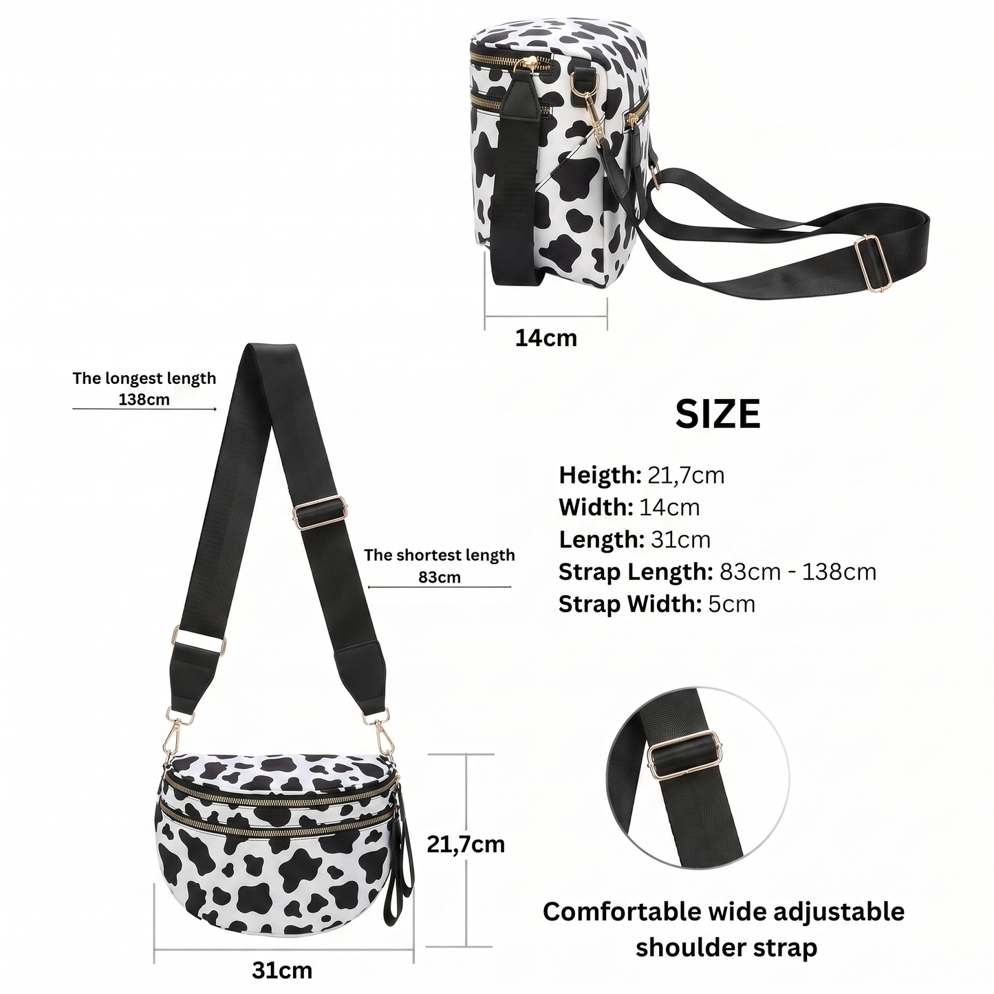 CARRIE - Sac Banane Vache