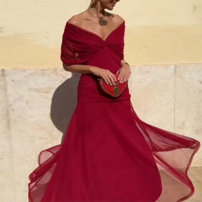 Clara - Zomerse Jurk - Donkerrood
