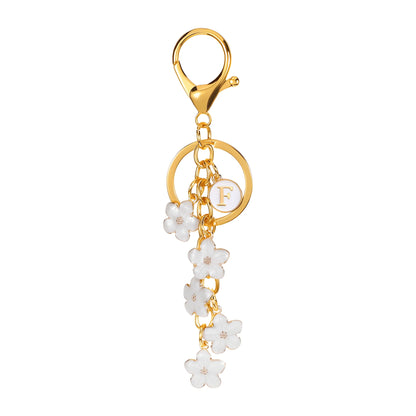 Daisy Flower Initial Letter - Bag Charm (White)