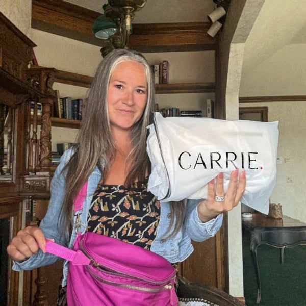 Happy Carrie customer with her bag