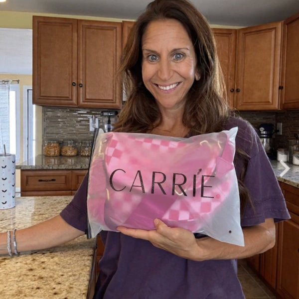 Happy Carrie customer with her bag