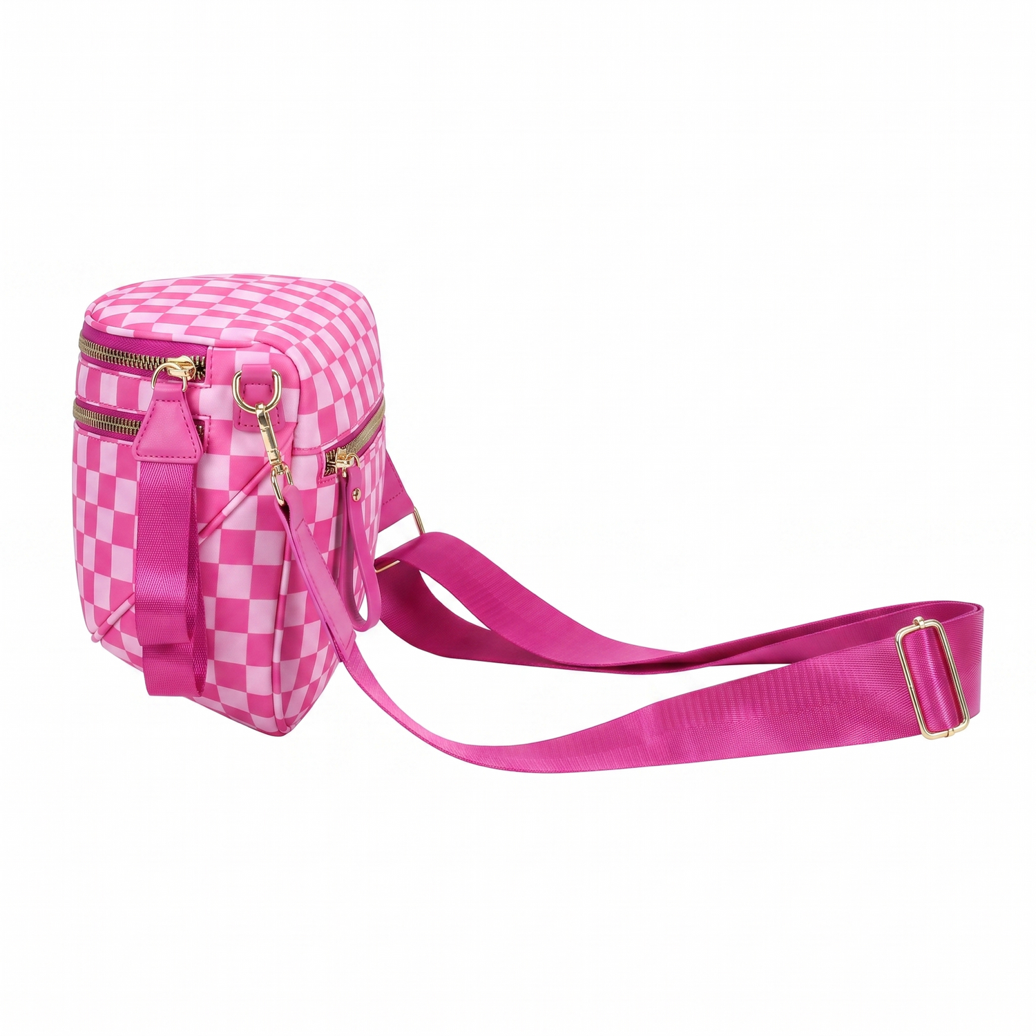 CARRIE pink checkered bum bag side view