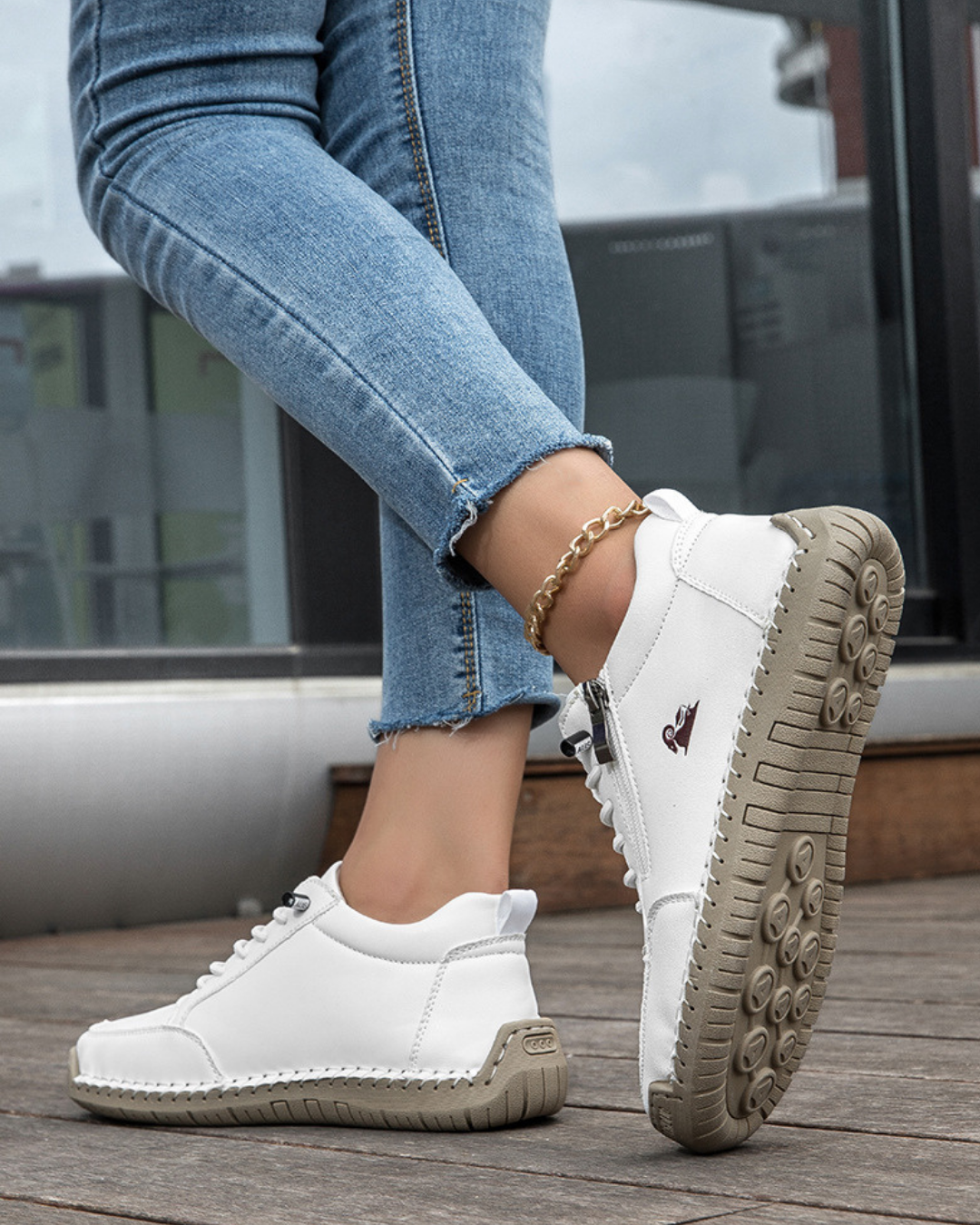 Maartje - Handgenaaide Platte Casual Schoen