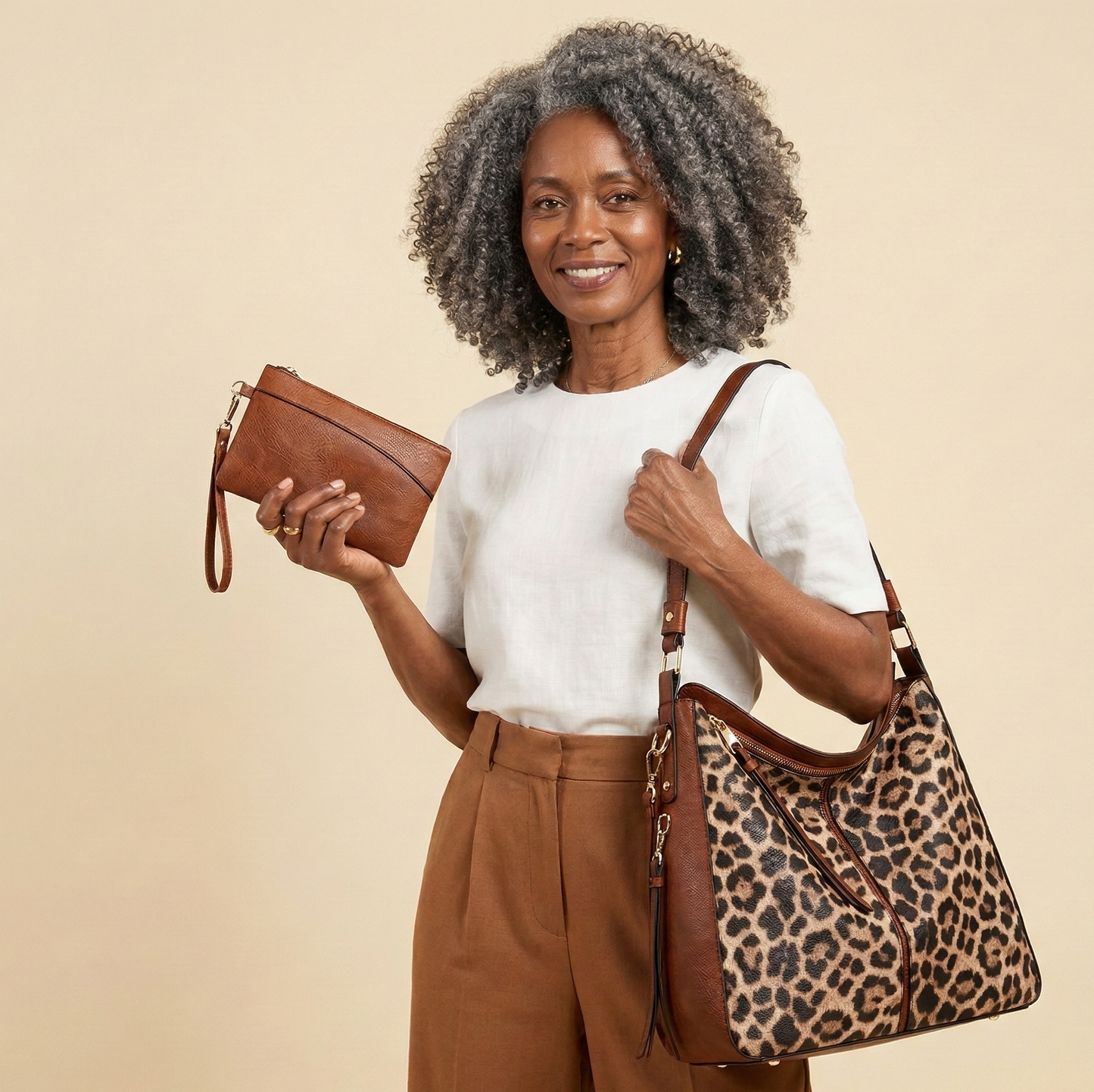 Lana - Vegan Hobo Handtas met print + GRATIS portemonnee