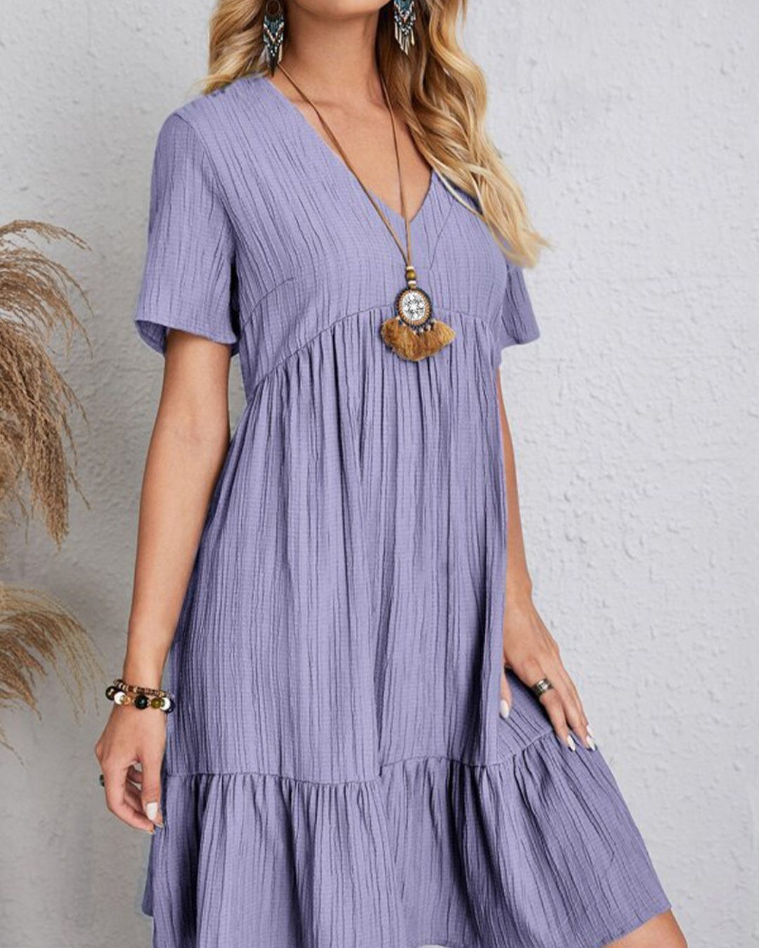 Romy - Peplum Jurk met V-hals